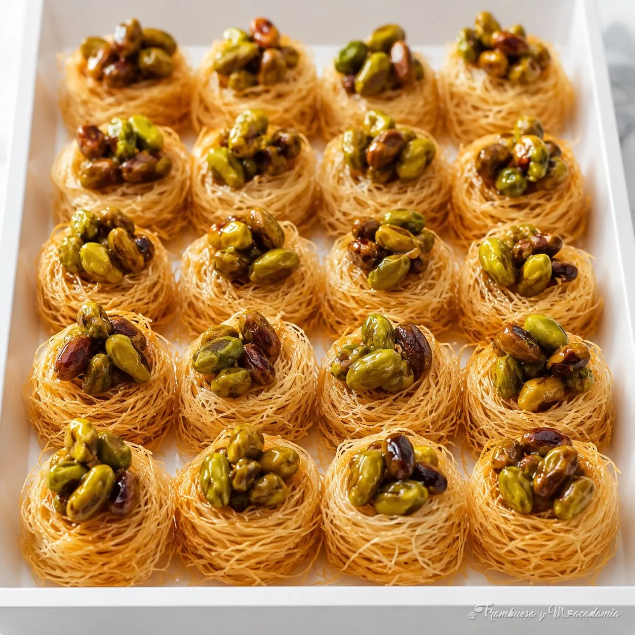 Nidos de kataifi rellenos de pistache