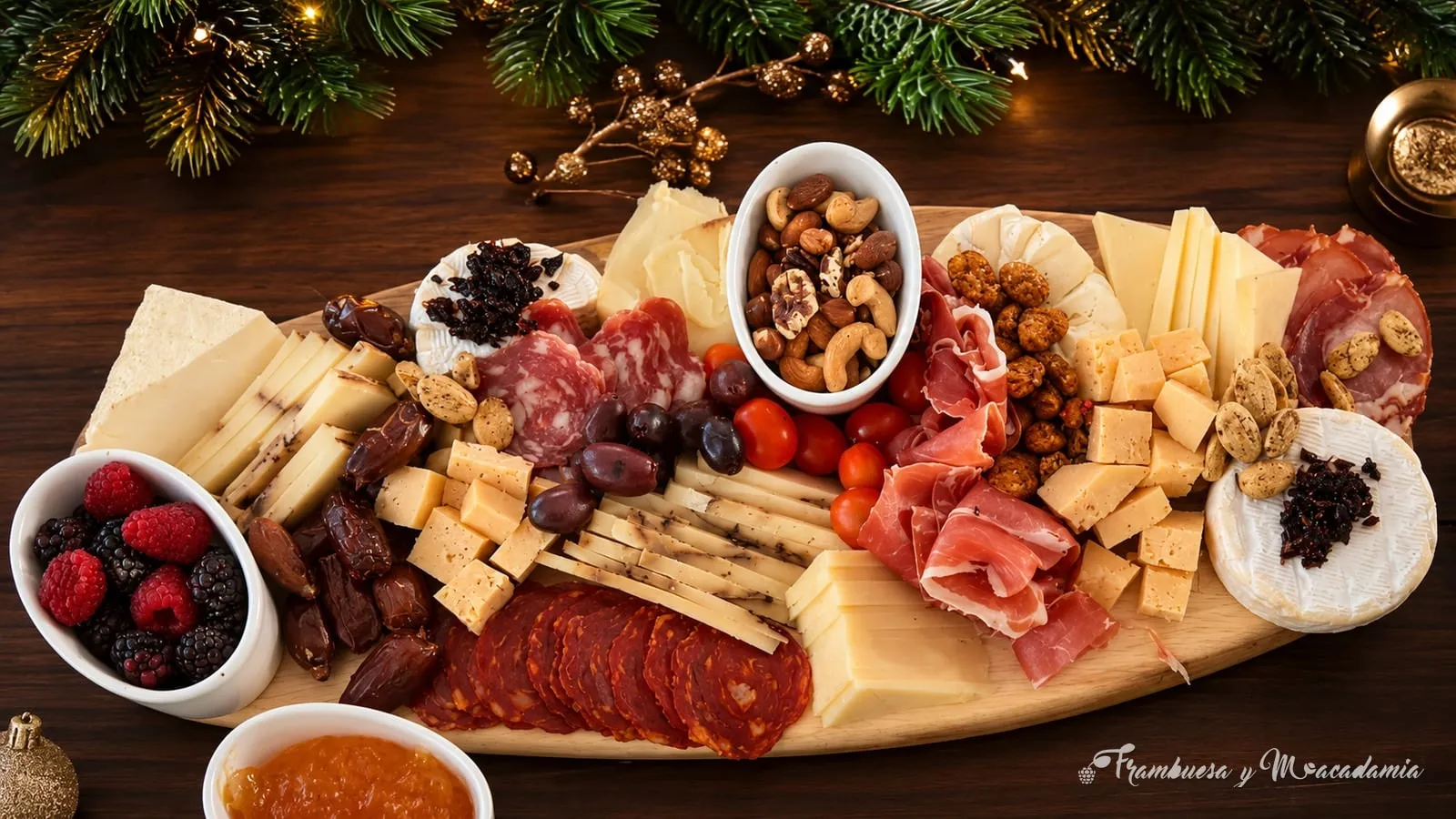 Tabla de quesos elite para 8 a 10 personas con brie, jamón serrano y frutos secos